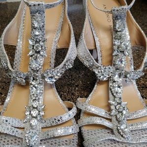 Antonio Melani Vero Cuoio jeweled strappy heels